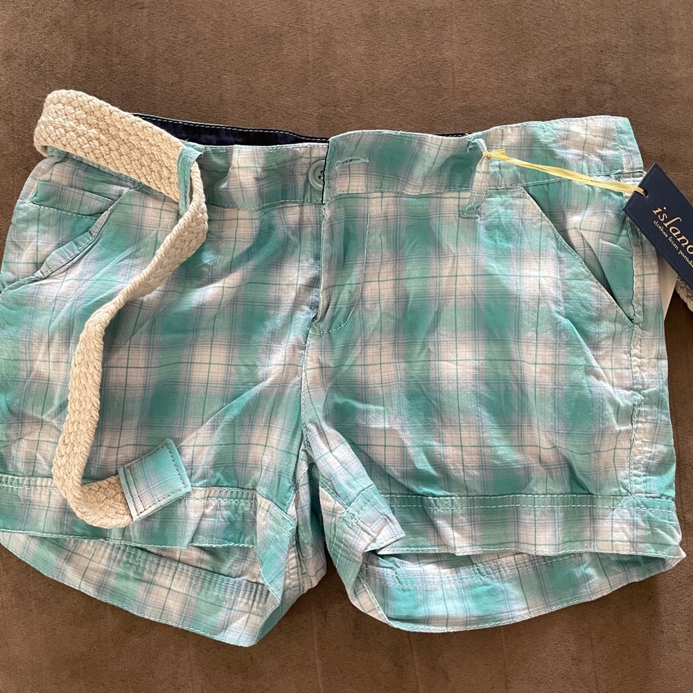 Green and white shorts